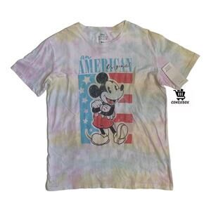 Disney Mickey Mouse American Flag Short Sleeve Shirt Adult Mens Size M Brand New